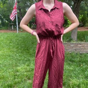 Maroon Sleeveless Jumpsuit